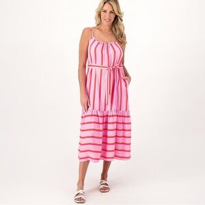 Anthropologie Destination 365 Striped Pink and Orange Dress in a Size Medium
